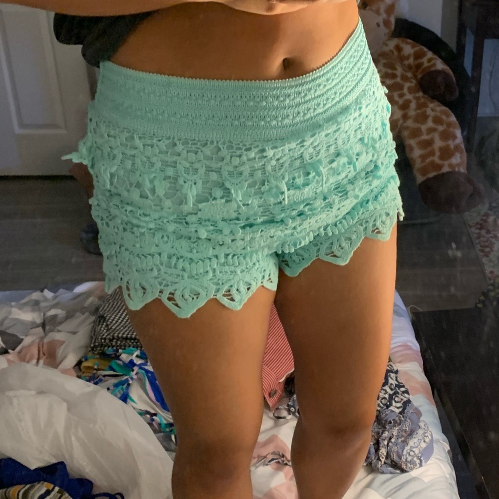 Blue/Green Lace Shorts